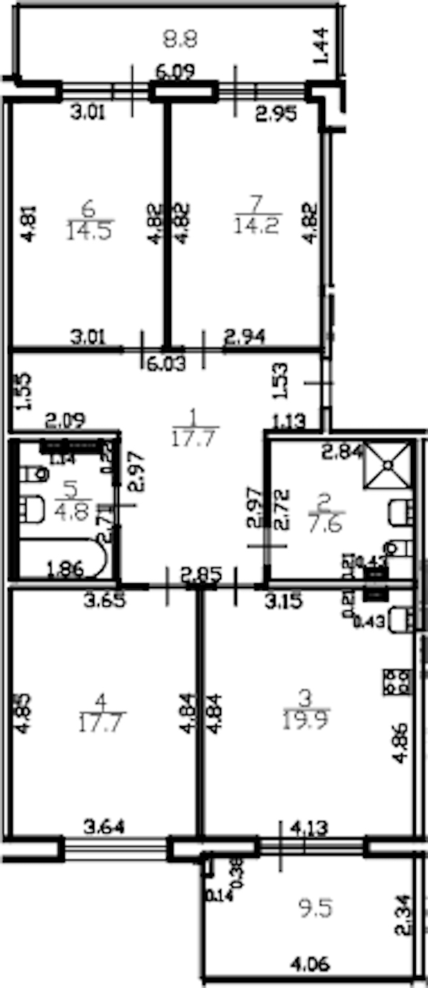 3-комнатная квартира 101.9 м², 3/4 эт., ЖК «Riviera Club»